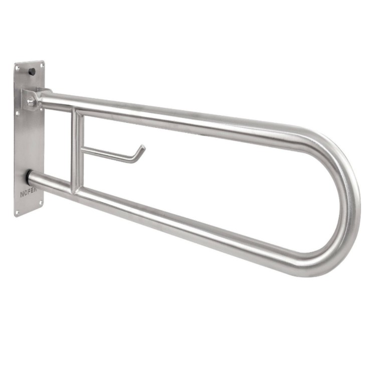 Satin Finished Stainless Steel 800 MM Grab Bar With Paper Holder